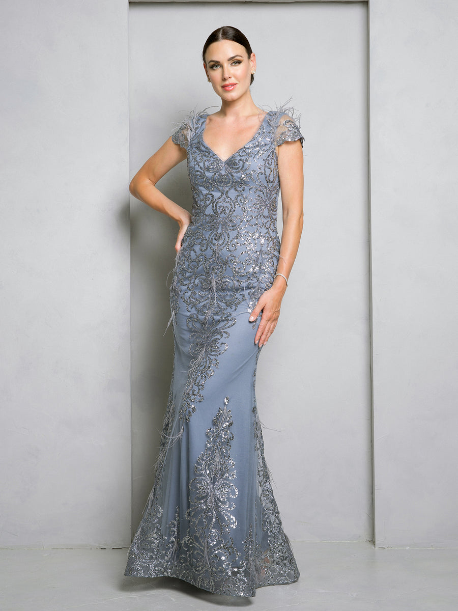 Mother of the Bride Dresses Long Formal Glitter Mother of the Bride Dress Smokey Blue