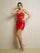 Cocktail Dresses Short Fitted Metallic Cocktail Dress Red