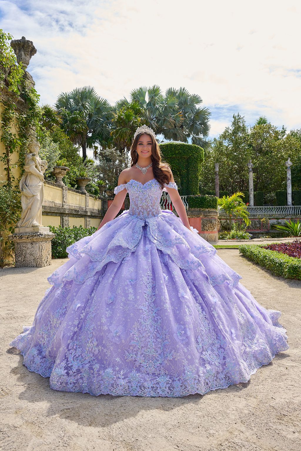 Lilac/Multi Amarra 54202 Long Tiered Sweet 16 Quinceanera Dress for ...