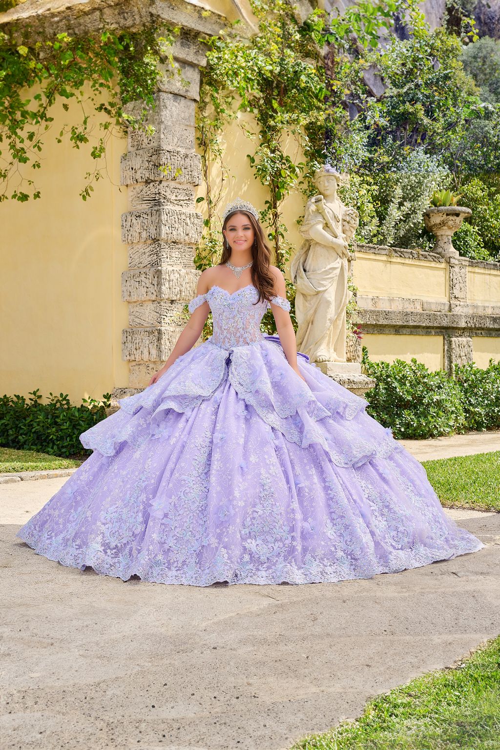 Quinceniera Dresses Long Tiered Sweet 16 Quinceanera Dress Lilac/Multi