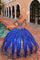 Quinceniera Dresses Quinceanera Dress Long Detachable Hooded Cape Glitter Ball Gown Royal Blue/Gold