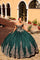 Quinceniera Dresses Quinceanera Dress Long Detachable Hooded Cape Glitter Ball Gown Emerald/Gold