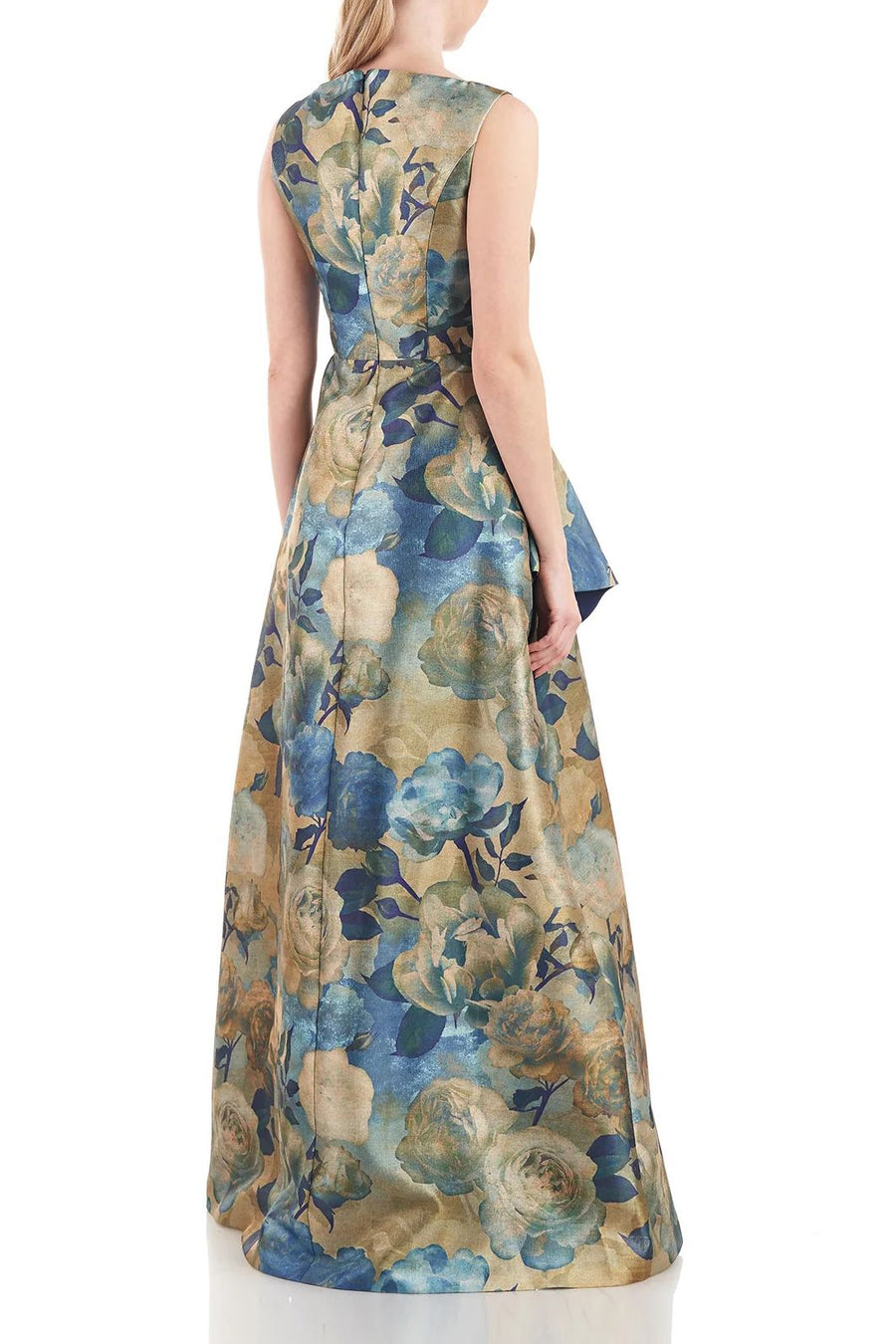 Formal Dresses Long Sleeveless Floral Print Formal Dress GOLD MULTI