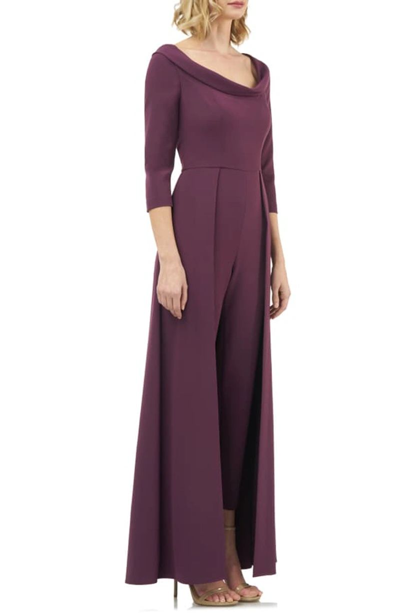 Jumpsuit Long 3/4 Sleeve Jumpsuit Formal PLUM