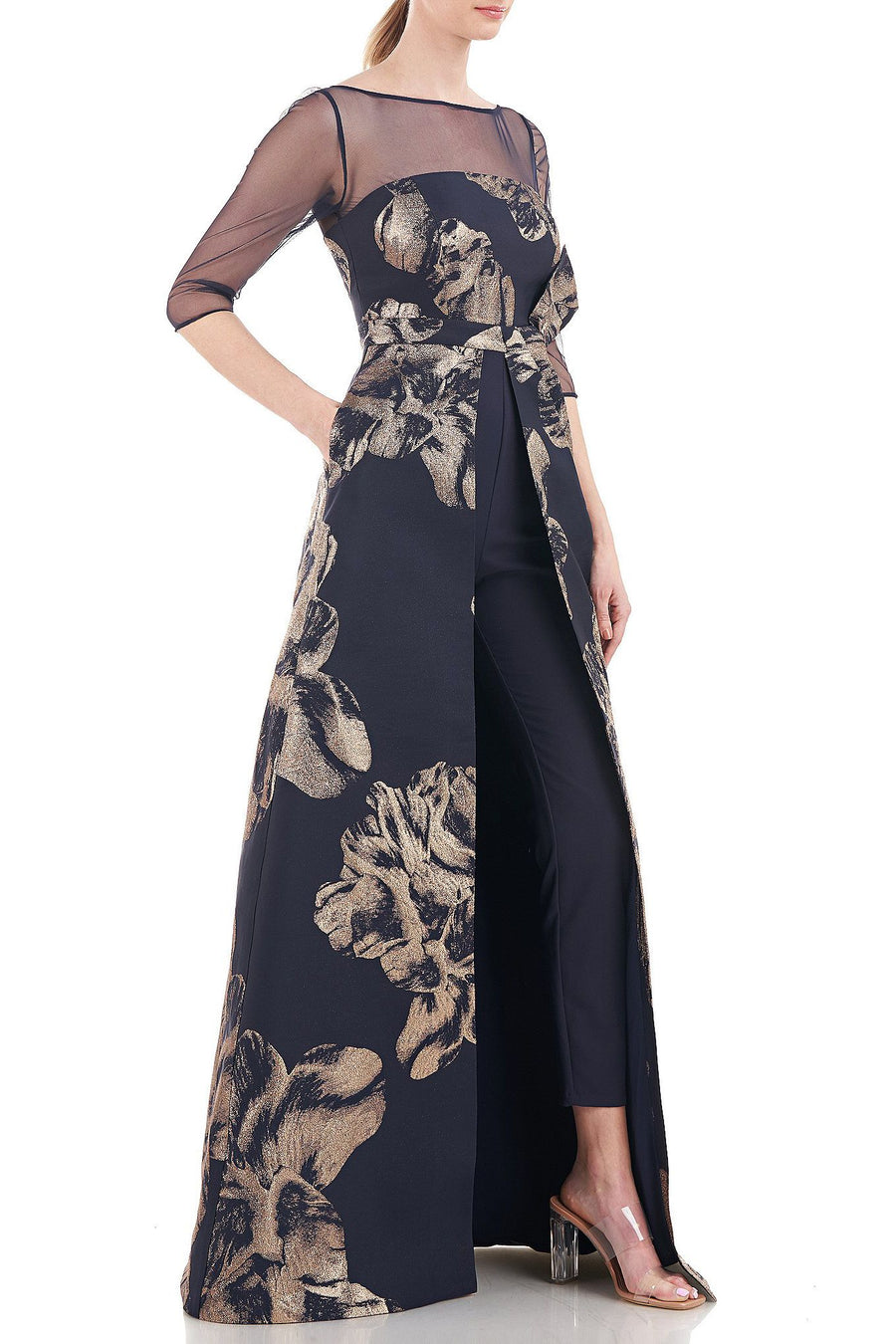 Jumpsuit Long 3/4 Sleeve Formal Jumpsuit DEEP NAVY BRONZE