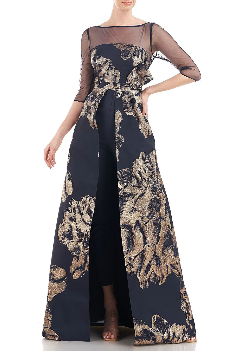 Jumpsuit Long 3/4 Sleeve Formal Jumpsuit DEEP NAVY BRONZE