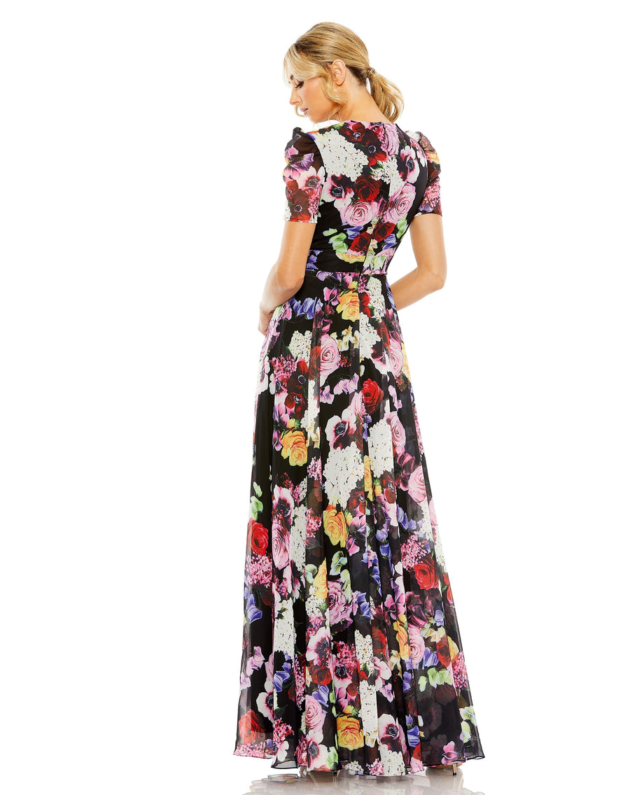 Formal Dresses Long Floral Formal Prom Dress Black Multi