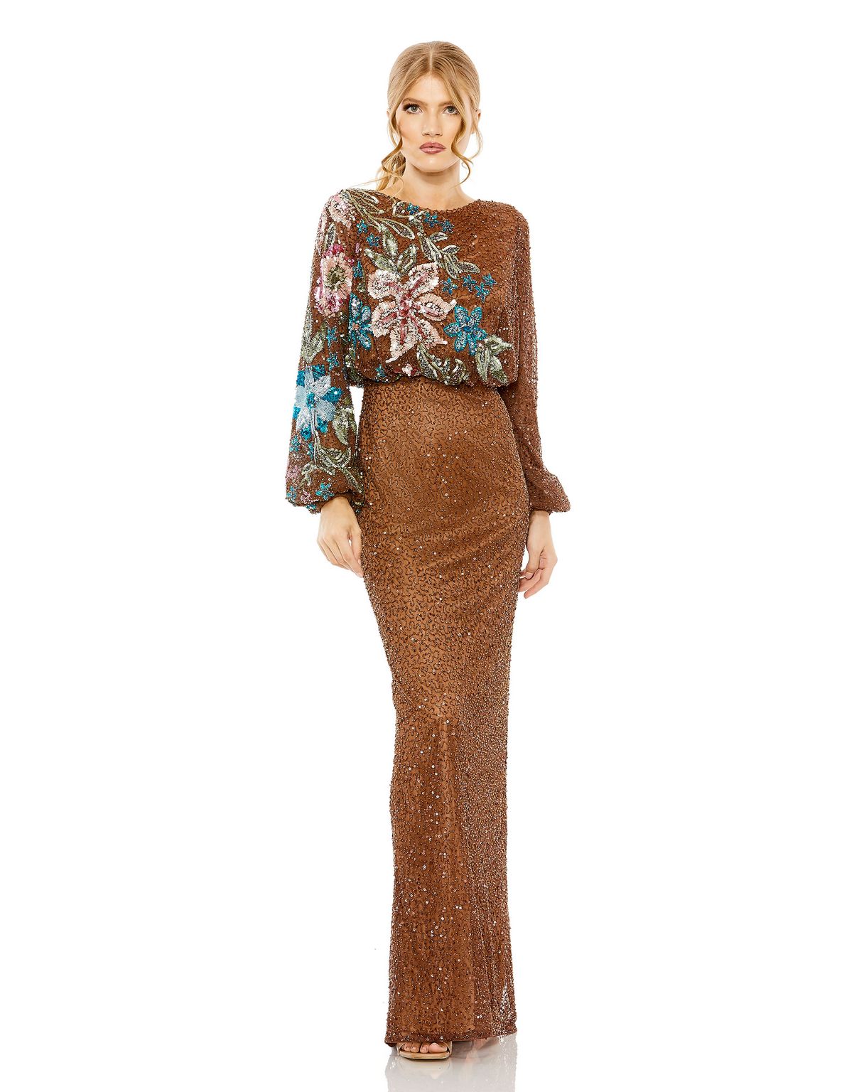 Formal Dresses Long Sleeve Formal Evening Dress Mocha