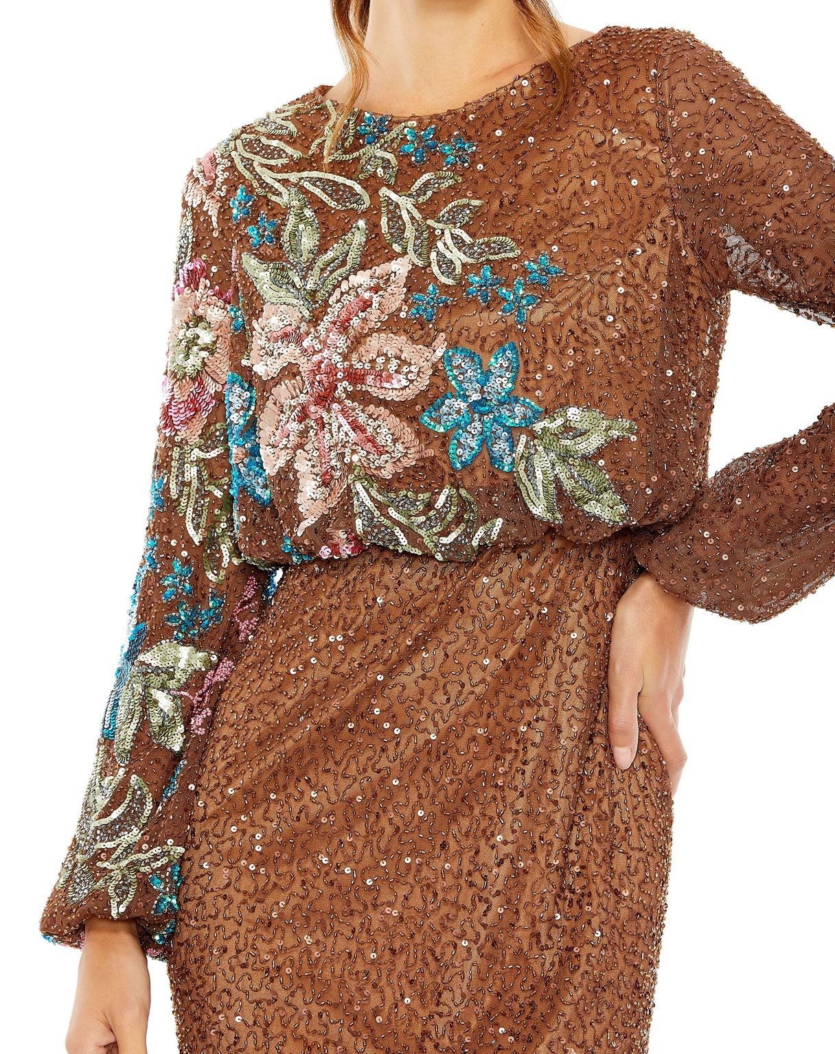 Formal Dresses Long Sleeve Formal Evening Dress Mocha