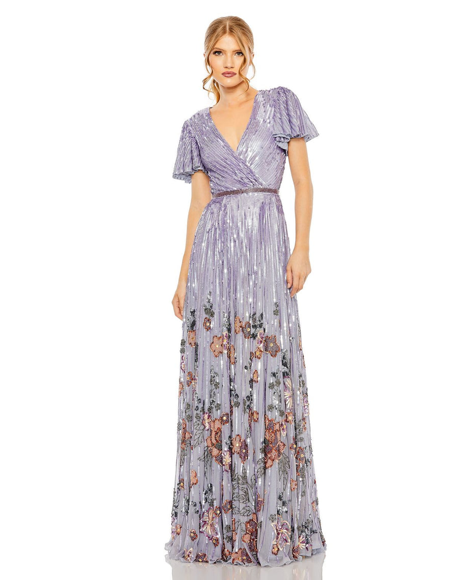 Formal Dresses Long Formal A Line Floral Evening Dress Lilac