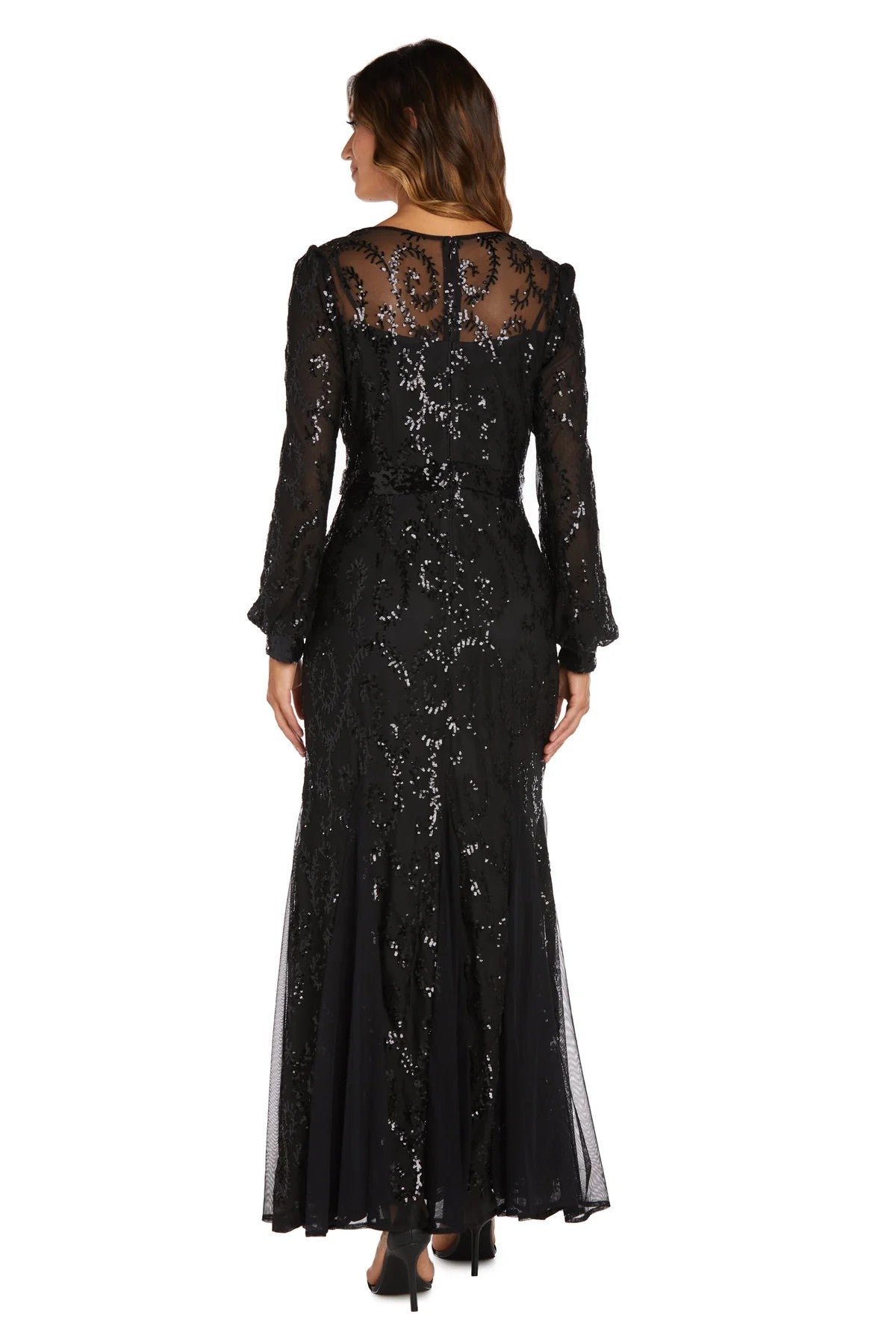 Black R&M Richards 5649P Petite Long Sleeve Formal Dress for $156.95 – The  Dress Outlet