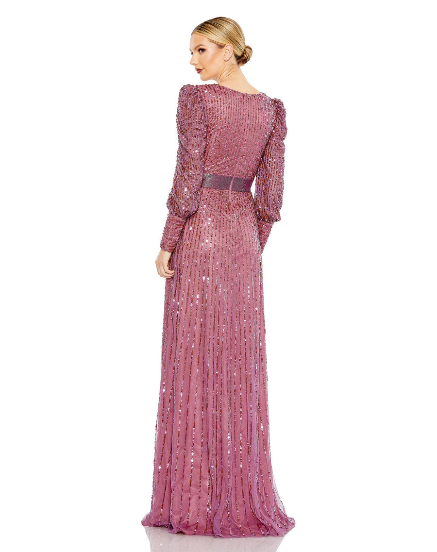 Formal Dresses Long Sleeve Formal Prom Sequin Dress Mauve