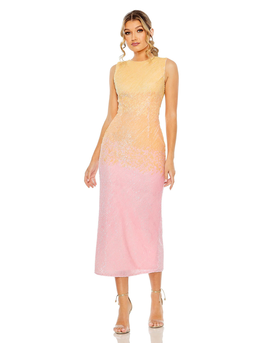 Cocktail Dresses Short Ombre Sequin Cocktail Midi Dress Sunset