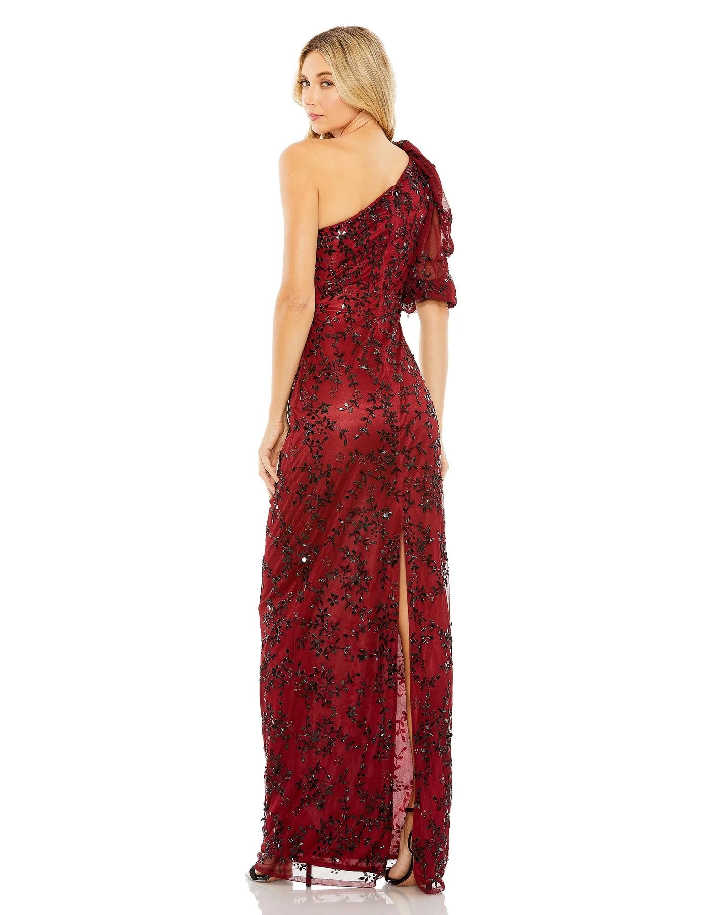 Formal Dresses Long Formal Floral Beaded Evening Dress Burgundy