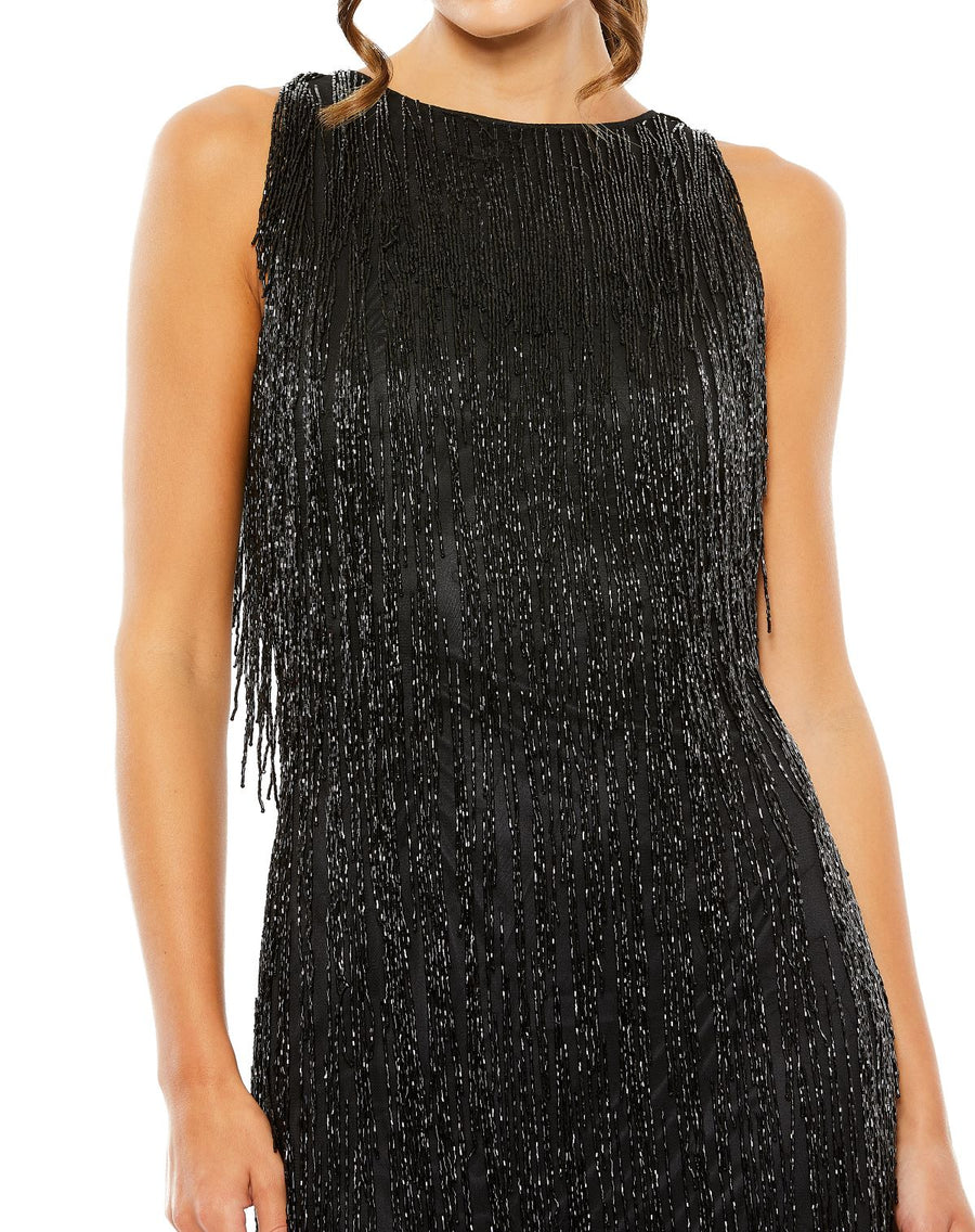 Cocktail Dresses Short Beaded Fringe Cocktail Mini Dress Black