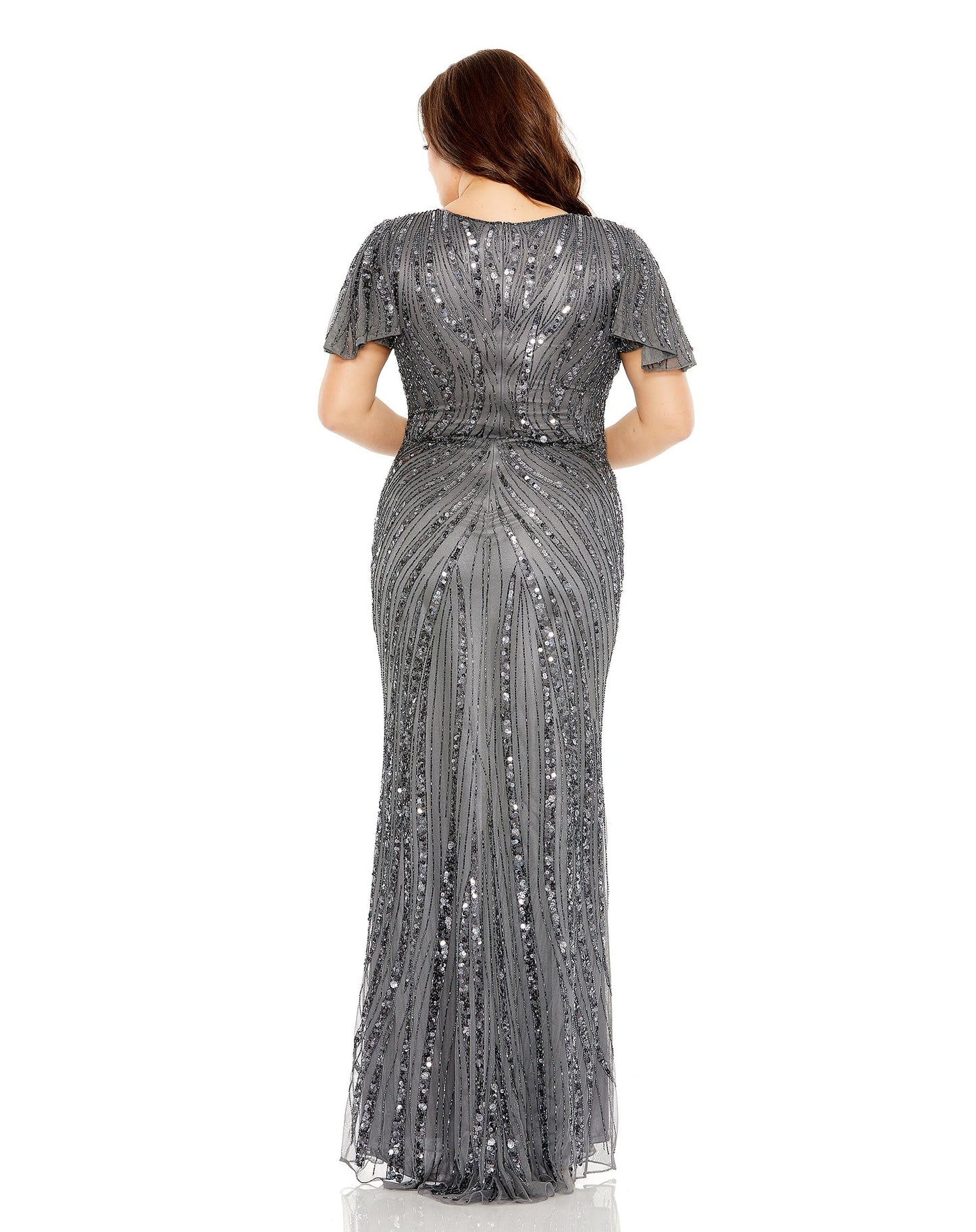 Plus Size Dresses Plus Size Sequins Long Formal Evening Dress Pewter