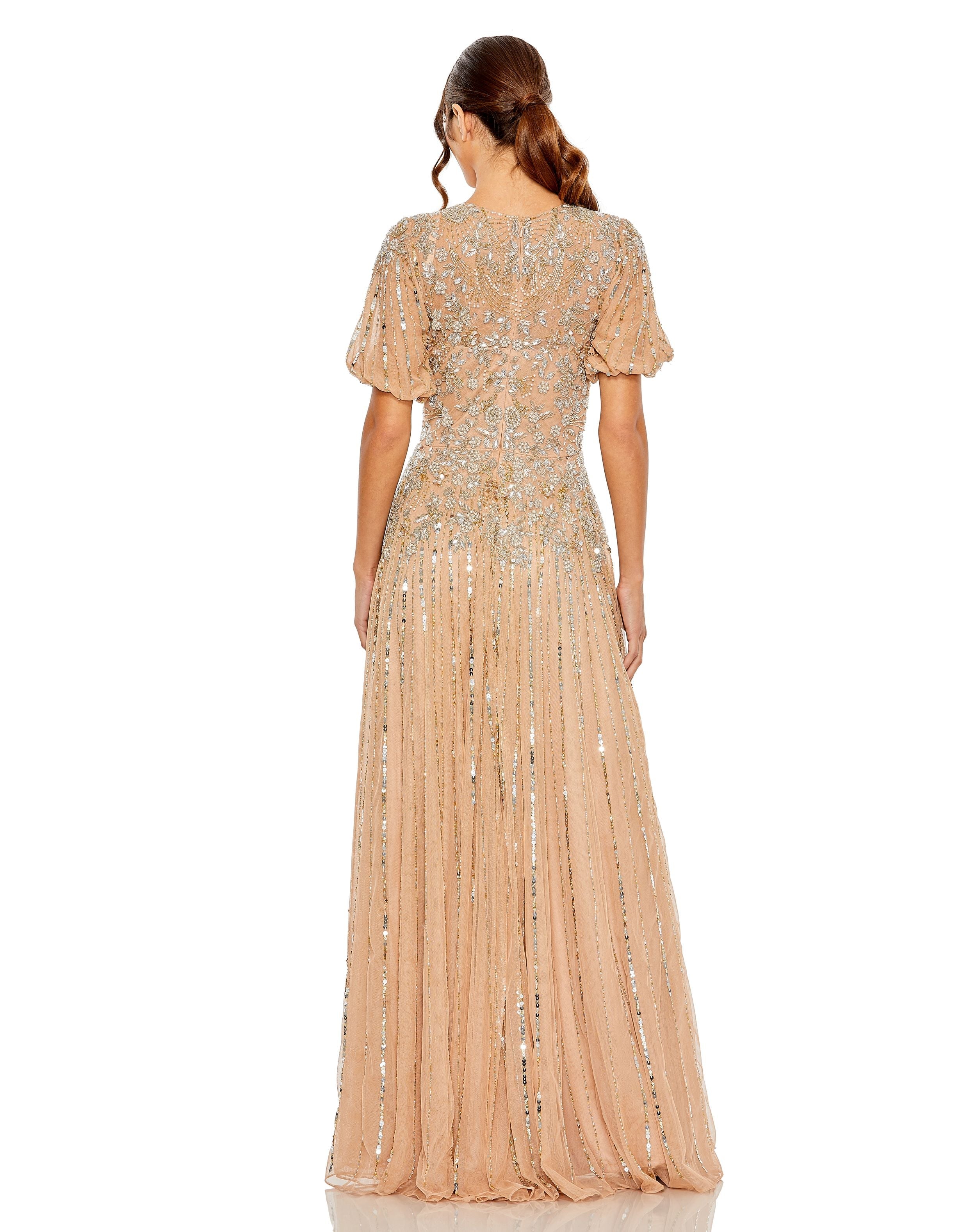 Formal Dresses Glitter Long A Line Formal Gown Taupe