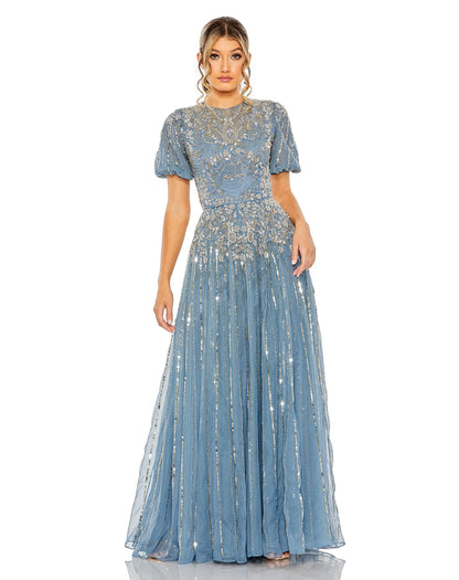 Formal Dresses Glitter Long A Line Formal Gown Slate Blue