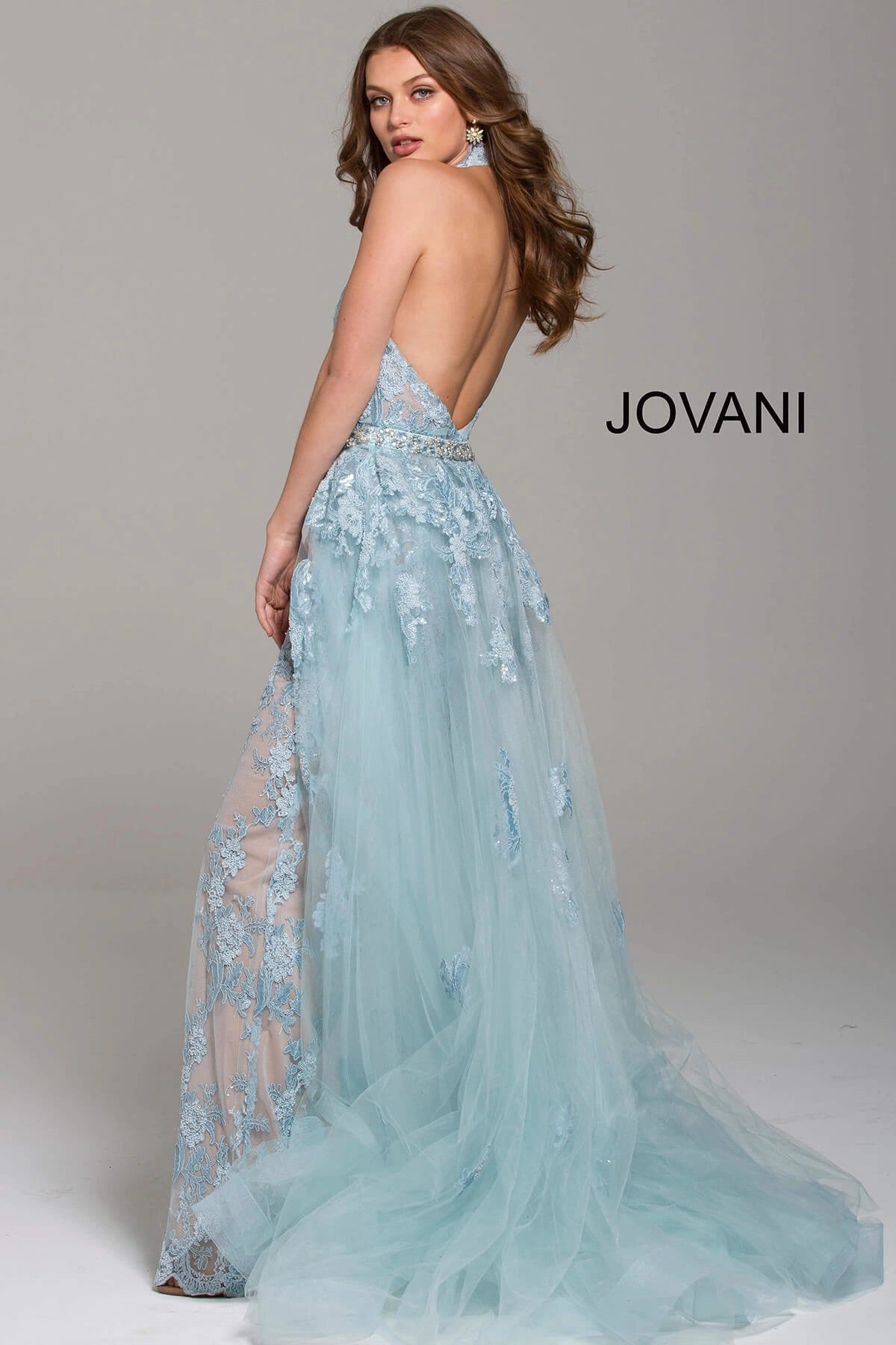 Jumpsuit Long Formal Overskirt Prom Jumpsuit Light Blue