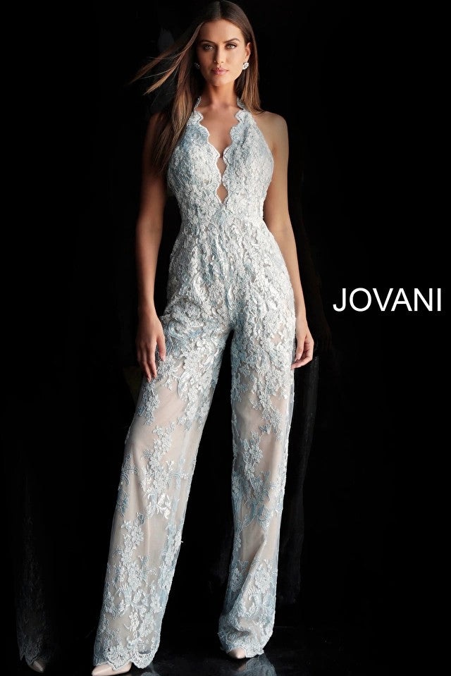 Jumpsuit Long Formal Overskirt Prom Jumpsuit Light Blue