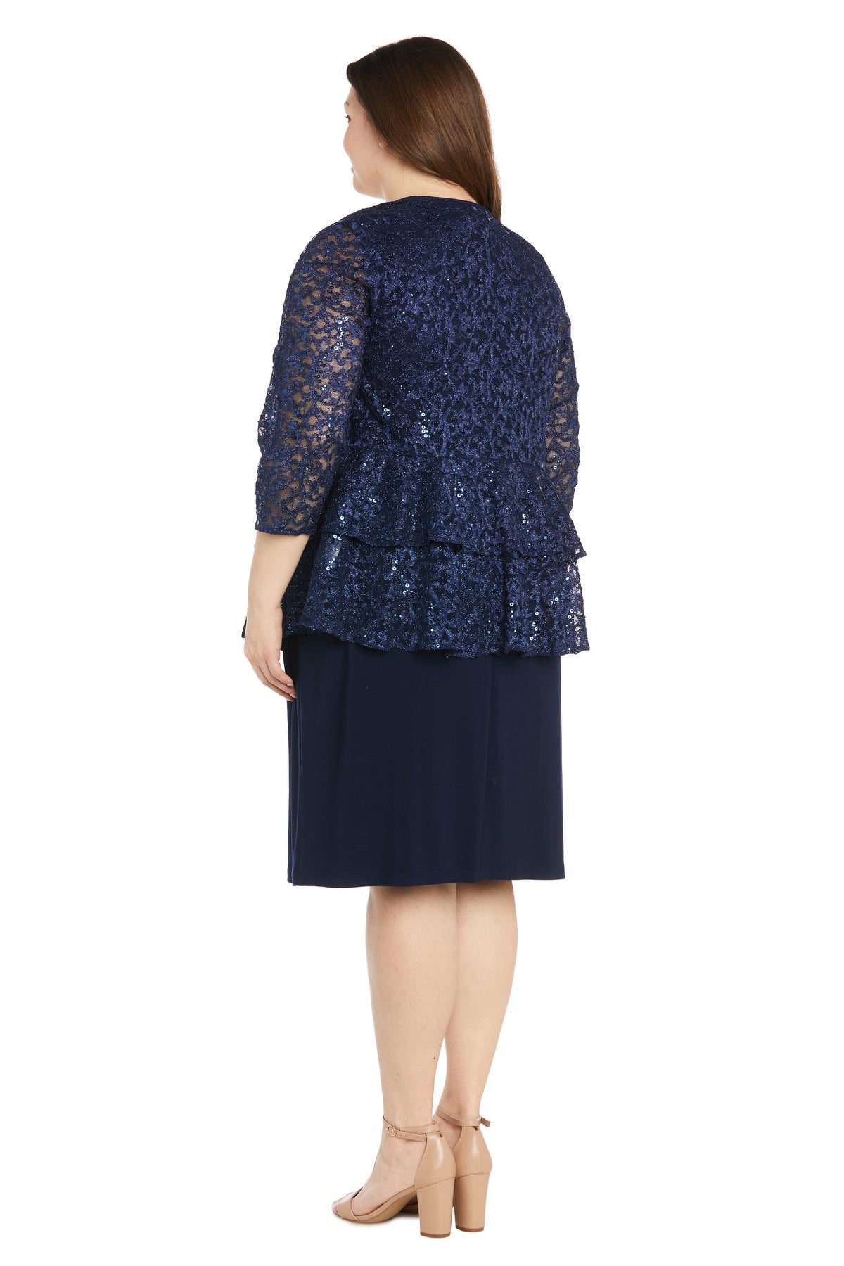 Plus Size Dresses Plus Size Short Sequin Jacket Dress Navy