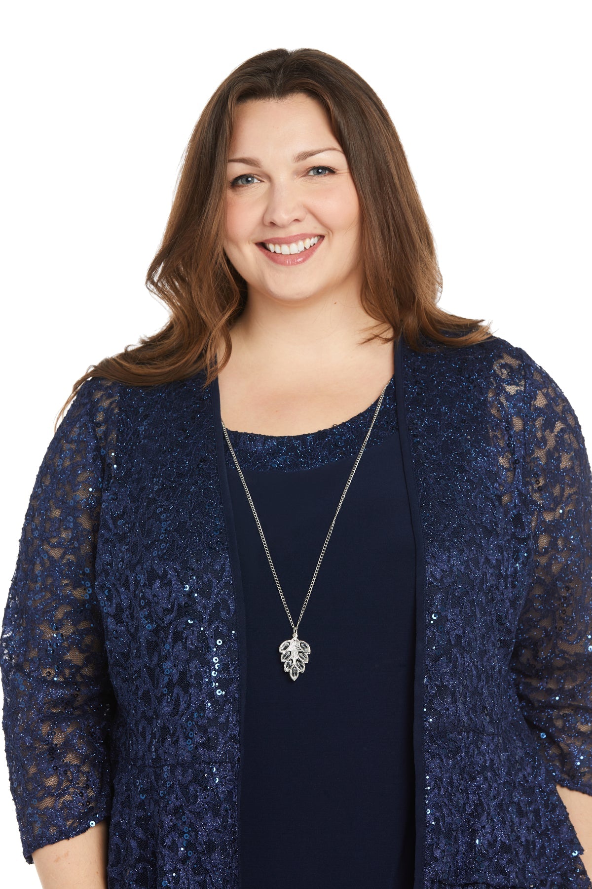 Plus Size Dresses Plus Size Short Sequin Jacket Dress Navy