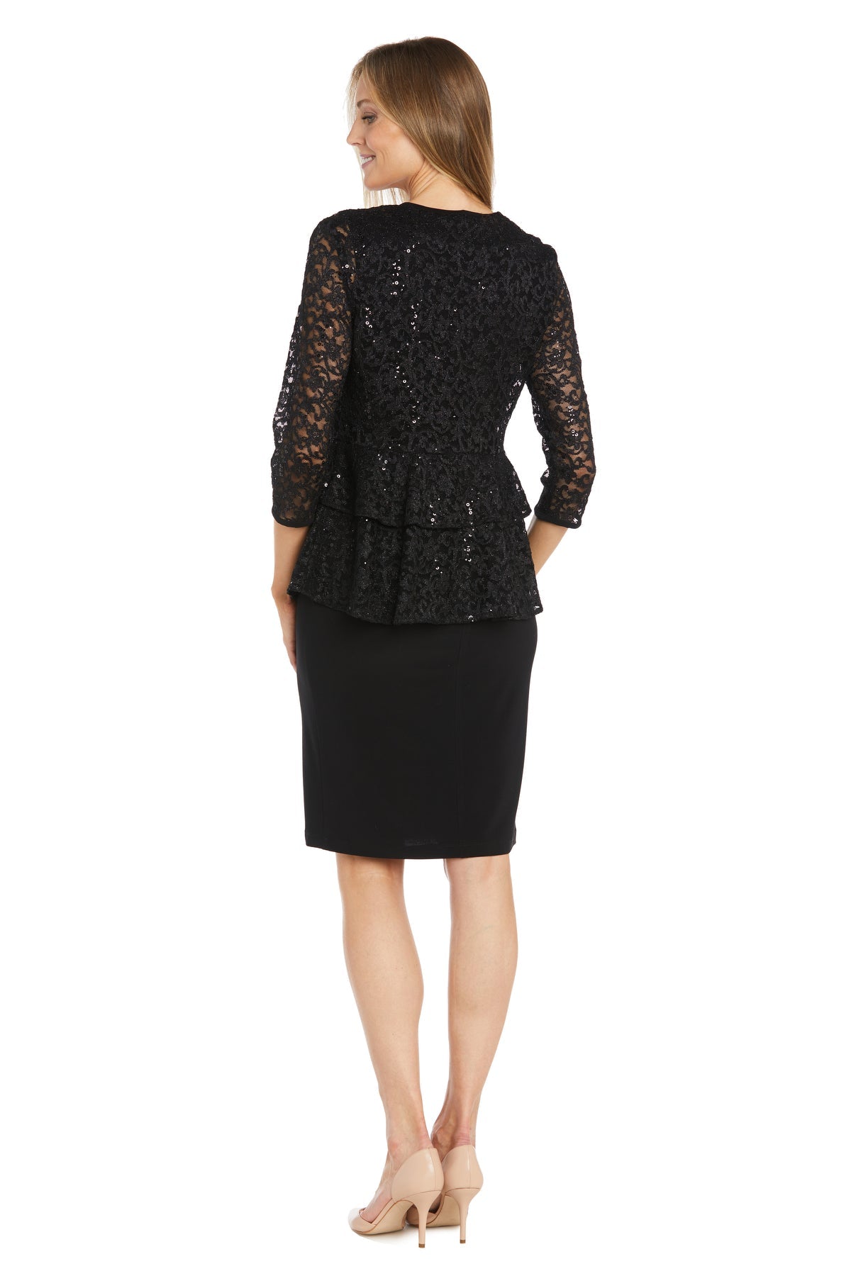 Mother of the Bride Dresses Short Lace Sequin Jacket Mother of the Bride Plus Size Dress  Black