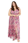 Plus Size Dresses Long Floral Pleated Formal Plus Size Dress Pink/Multi