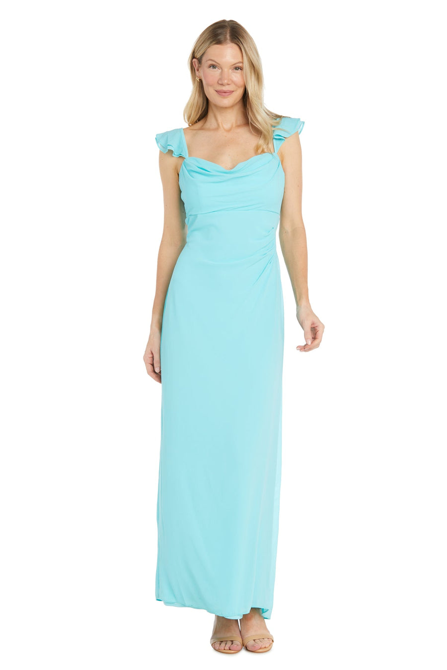 Formal Dresses Long Ruffle Chiffon Formal Dress Aqua