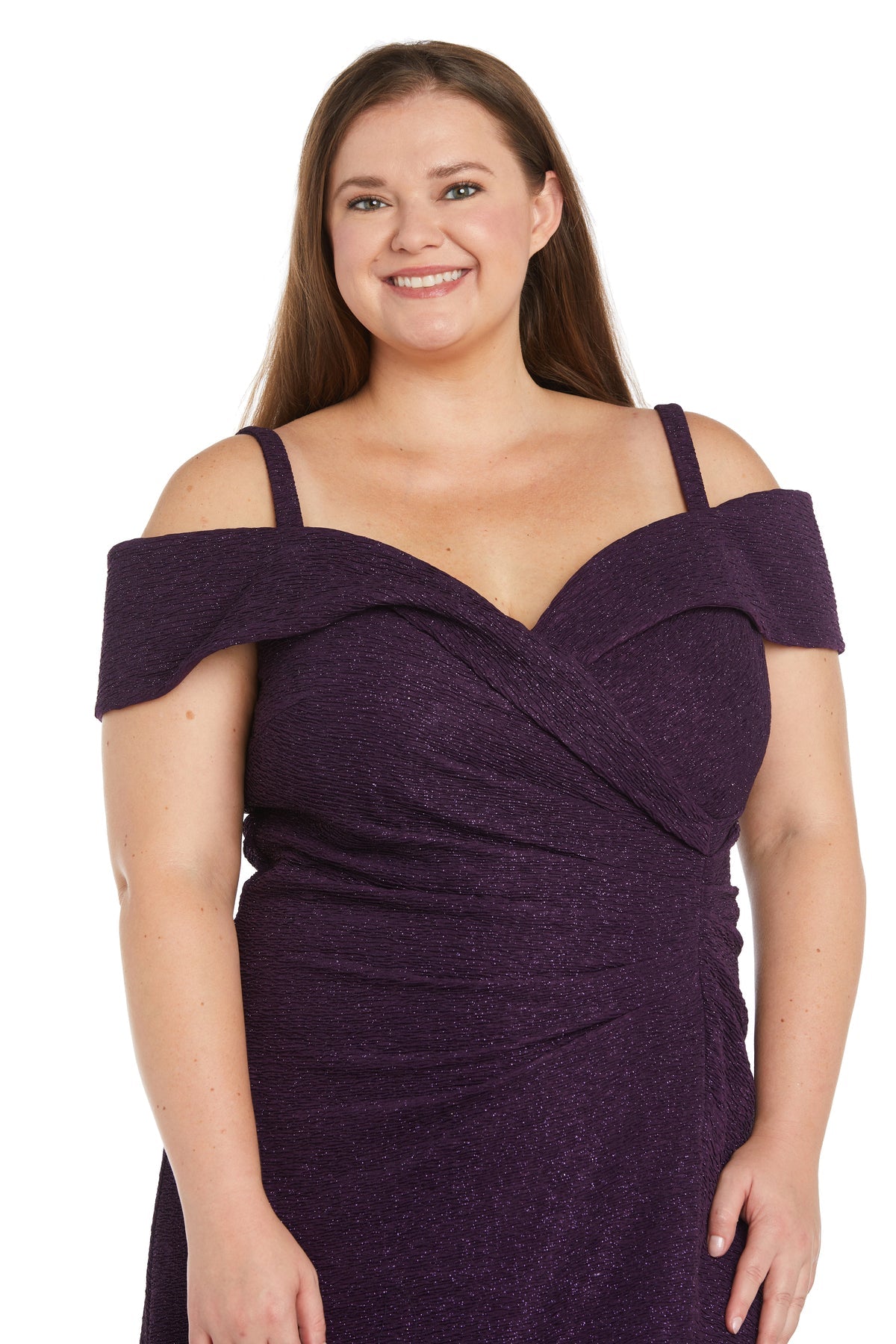 Plus Size Dresses Plus Size Long Pleated Glitter Formal Dress Plum