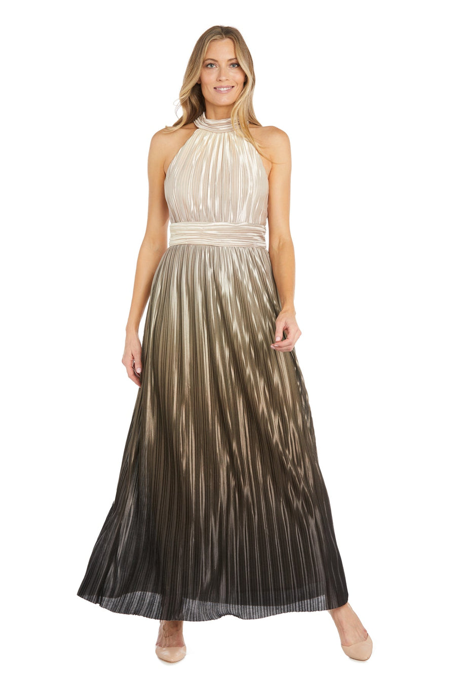 Formal Dresses Satin Pleated Long Formal Dress  Champagne/Taupe