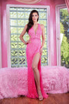 Prom Dresses Sequin Fringe Formal Long Prom Dress Cinderella Pink