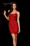 Cocktail Dresses  Short Sequins Fitted Cocktail Party Dress Red