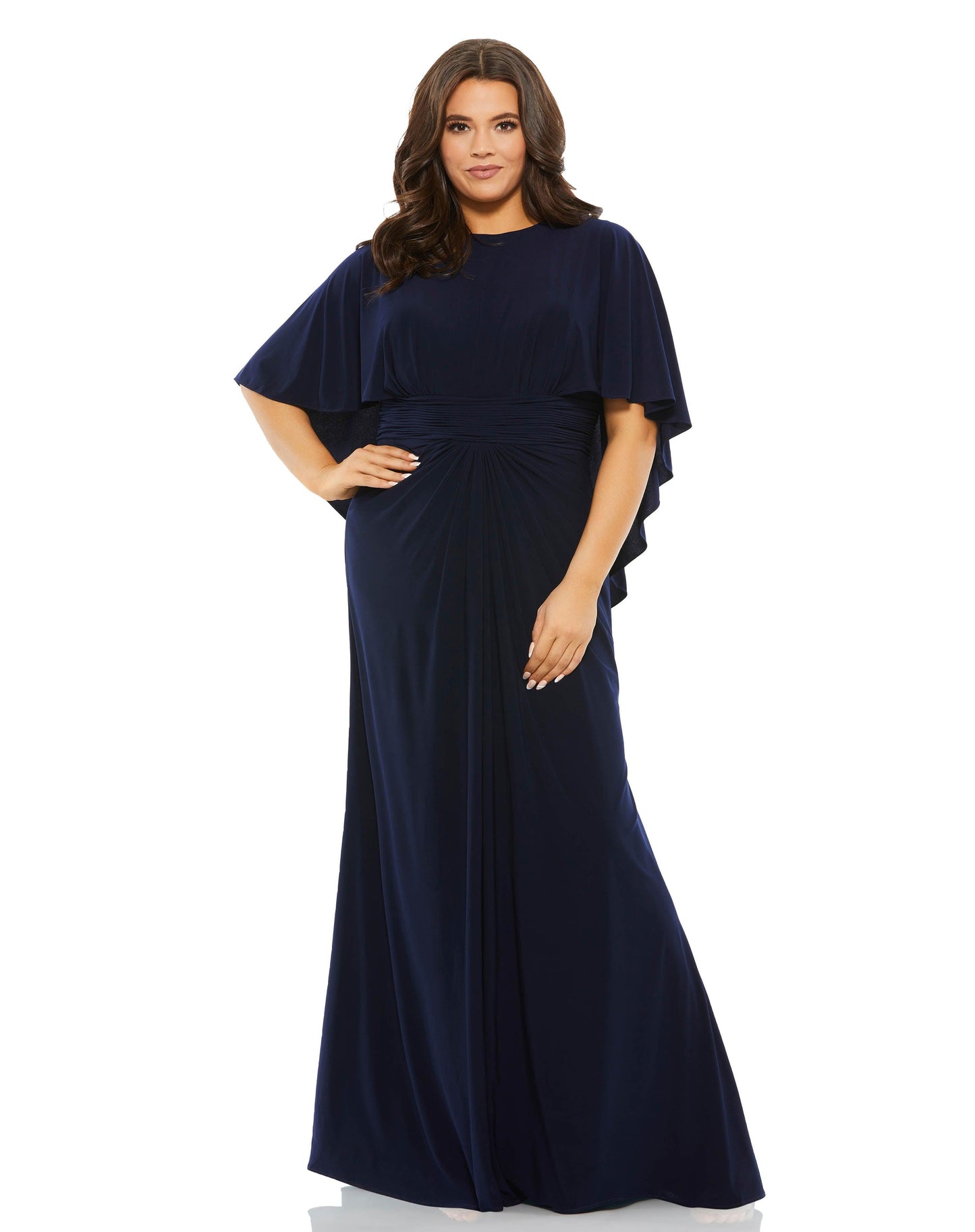 Plus Size Dresses Fabulouss Plus Size Long Cape Sleeve Dress Navy