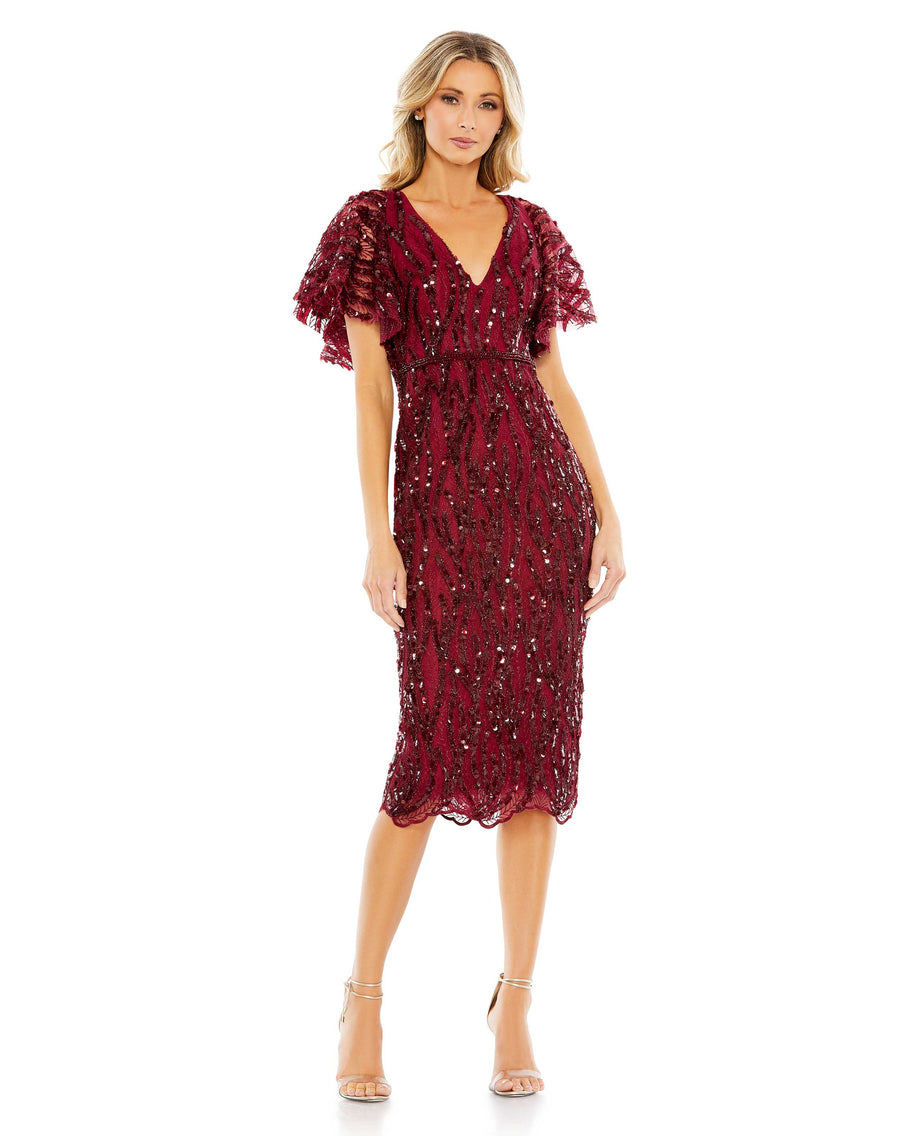 Mother of the Bride Dresses Short Sequins Mother of the Bride Dress Burgundy