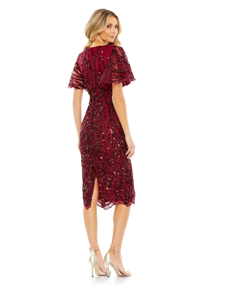 Mother of the Bride Dresses Short Sequins Mother of the Bride Dress Burgundy