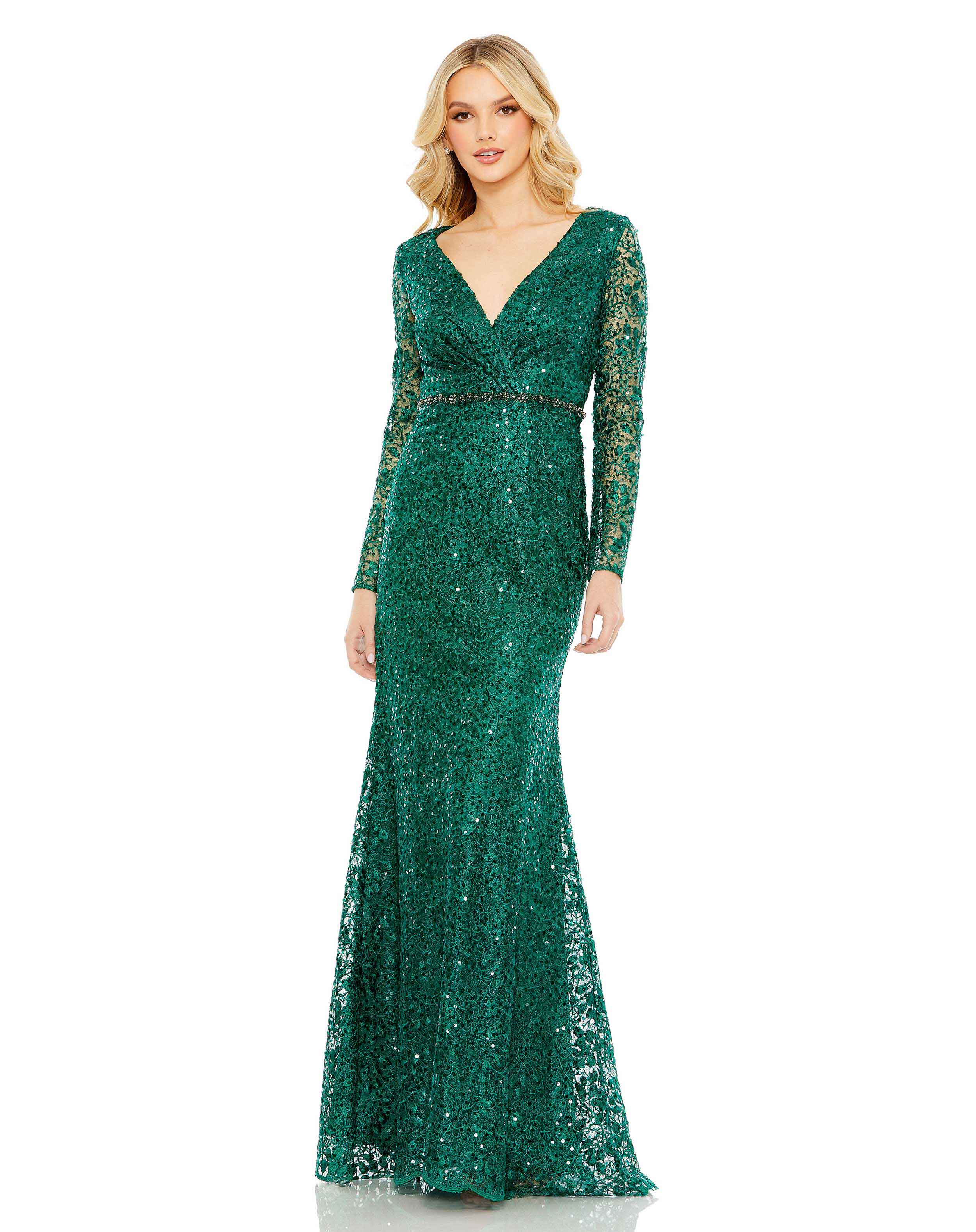 Formal Dresses Long Sleeve Formal Fitted Dress Emerald