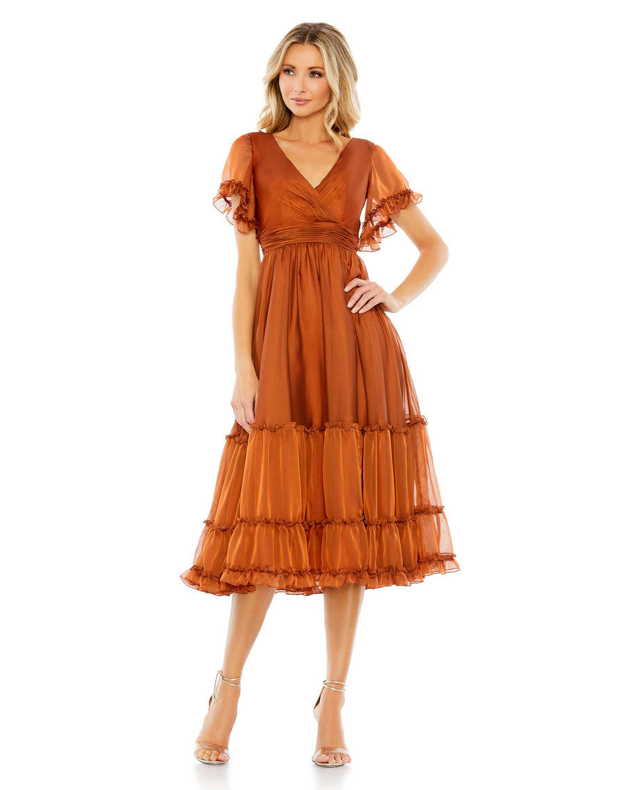 Cocktail Dresses Short Cocktail Tea Length Dress Rust