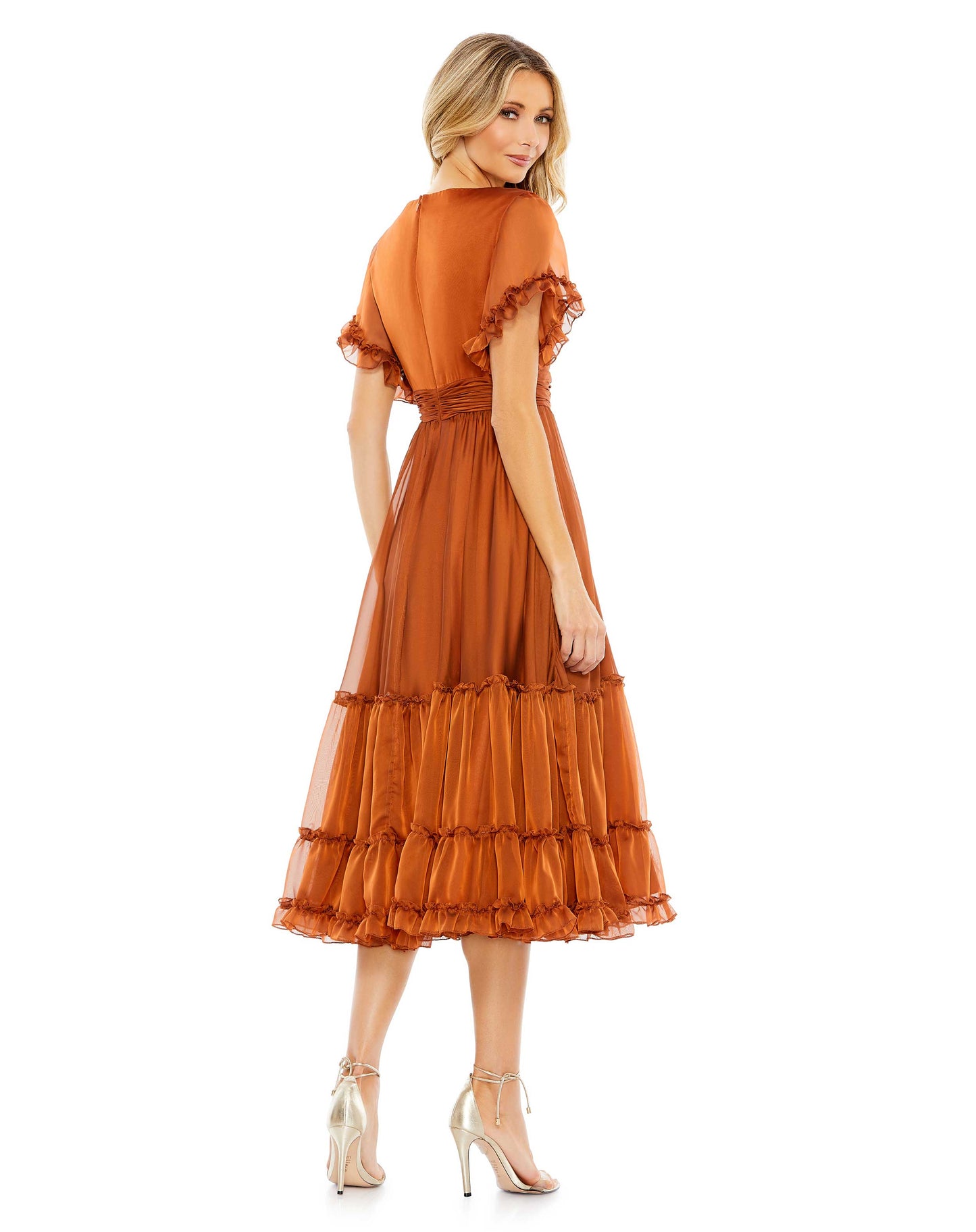 Cocktail Dresses Short Cocktail Tea Length Dress Rust