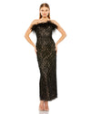 Formal Dresses Beaded Strapless Tea Length Dress Black Nude