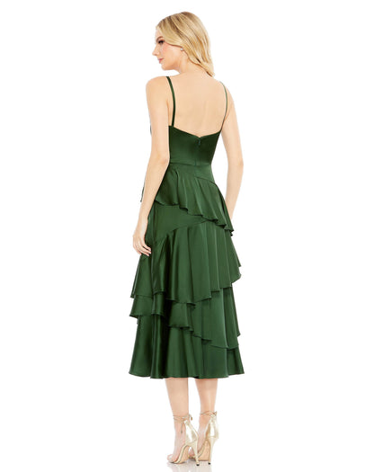 Cocktail Dresses Short Ruffle Tiered Midi Dress Forest Green