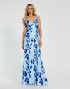 Formal Dresses Long Formal Floral Print Dress Blue Multi