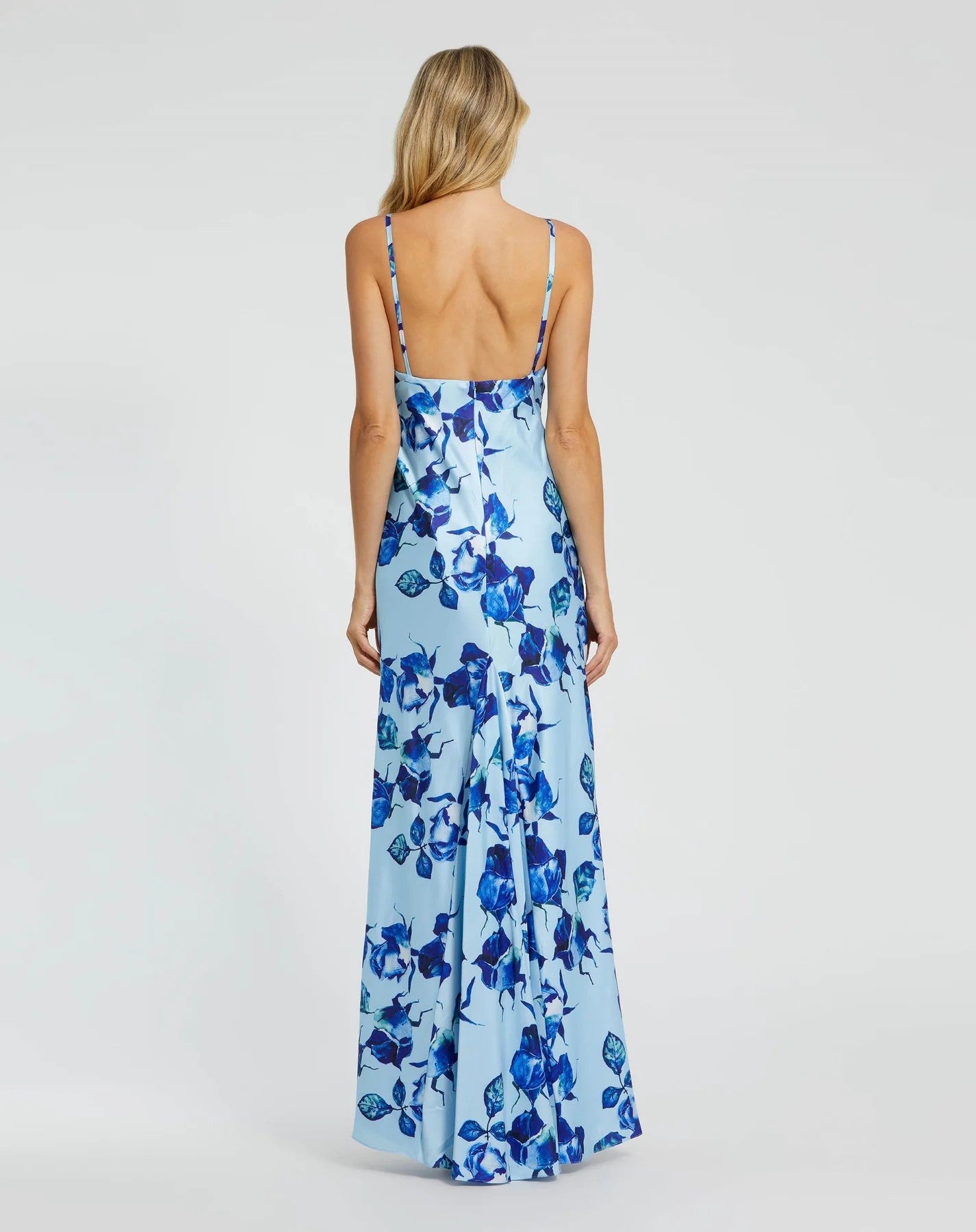 Formal Dresses Long Formal Floral Print Dress Blue Multi