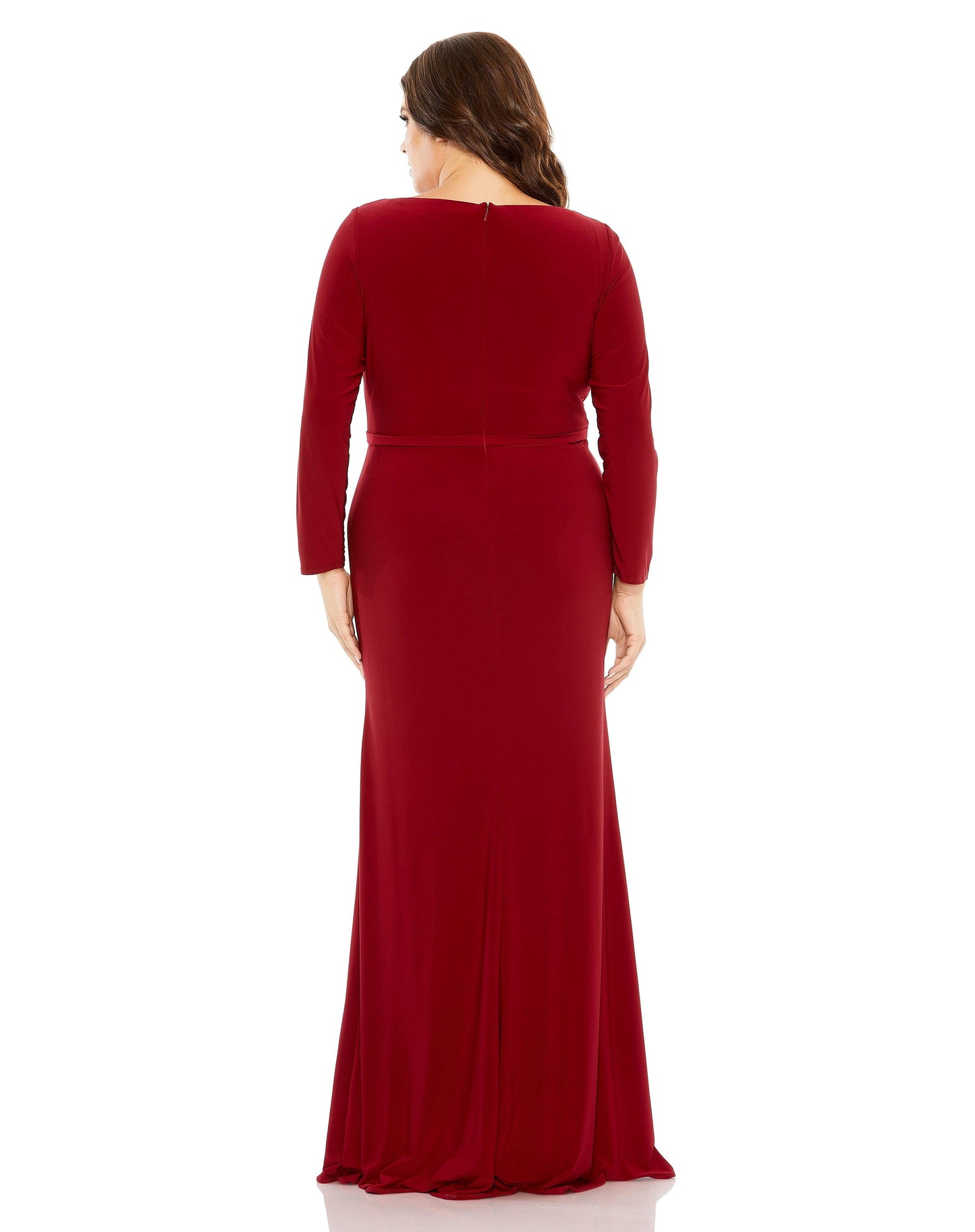 Plus Size Dresses Fabulouss Long Sleeve Fitted Dress Burgundy