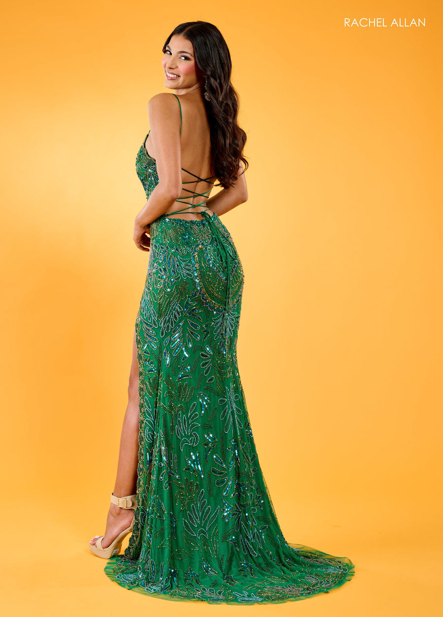 Rachel Allan 70002 Fitted Long Prom Dress Emerald