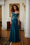 Formal Dresses Long Beaded Floral Formal Dress Teal