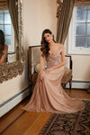 Formal Dresses Long Beaded Floral Formal Dress Champagne