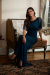 Mother of the Bride Dresses Long Formal Flutter Sleeve Evening Gown Teal