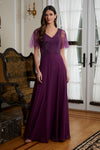 Mother of the Bride Dresses Beaded Formal Evening Long Gown Mulberry