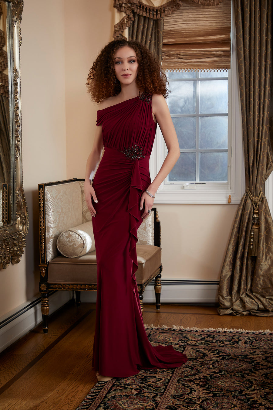 Mother of the Bride Dresses Long Fitted Formal Evening Gown Wine